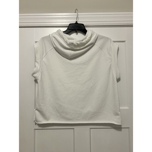 ATHLETA Spar Sleeveless Hoodie Sweatshirt White Size Small Waist Length Gym Crop - Picture 4 of 4